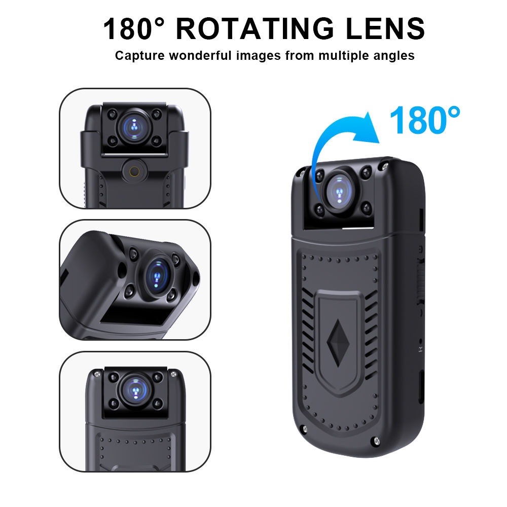 MD36 180°rotatable lens and back clip mini camera
